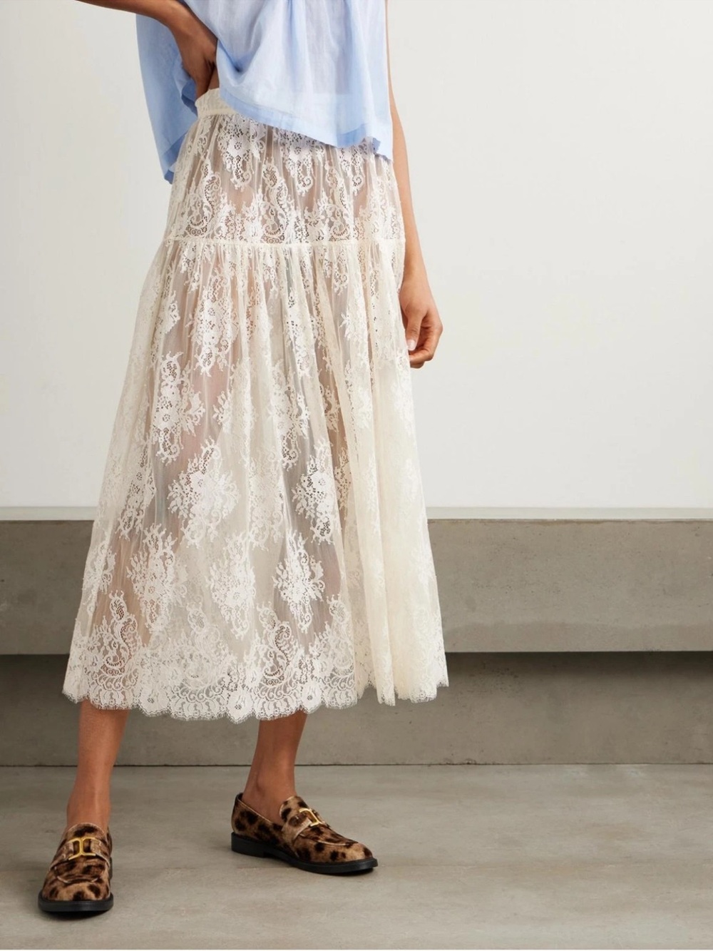 DOEN Sebastiane Blouse Floral Lace skirt in Cream Size S/P